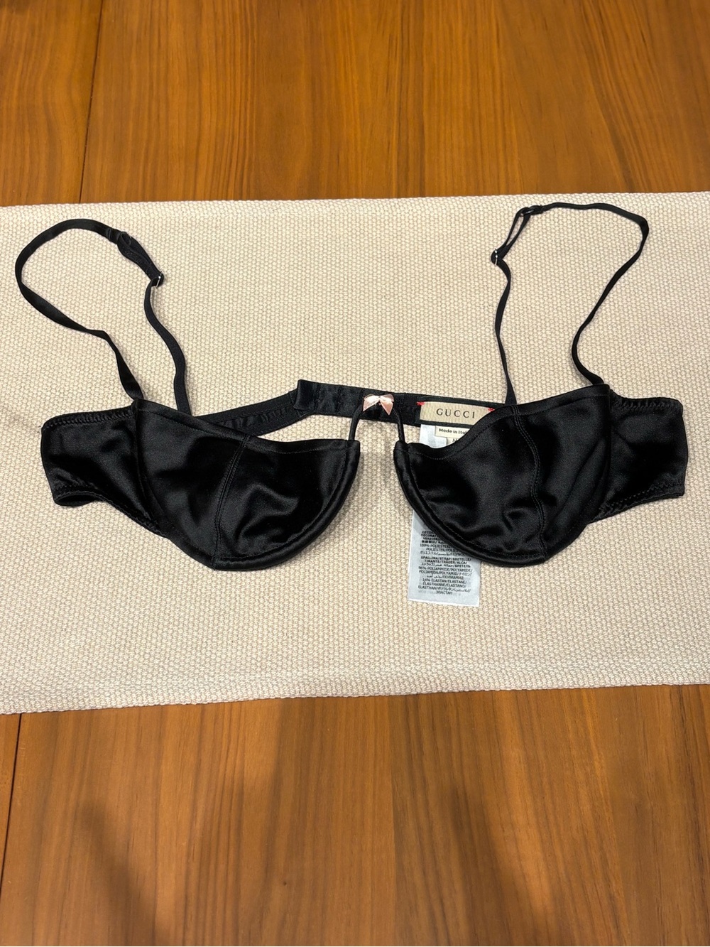 Gucci Black Satin Underwire Bra